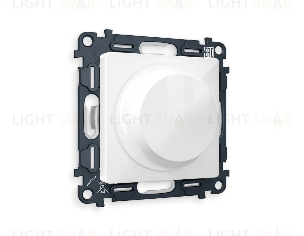 Светорегулятор поворотно-нажимной 5-300Вт Led, 25-600Вт лампы накал., Ambrella Volt Alfa белый глянец VM136+AP1055 VM136 + AP1055