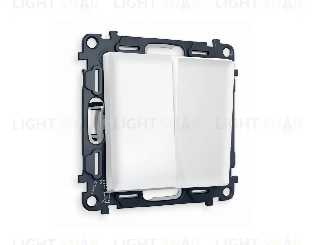 Выключатель двухклавишный проходной (из 2-х мест) Ambrella Volt Alfa 10A/250В белый матовый VM120+AP1230 VM120 + AP1230