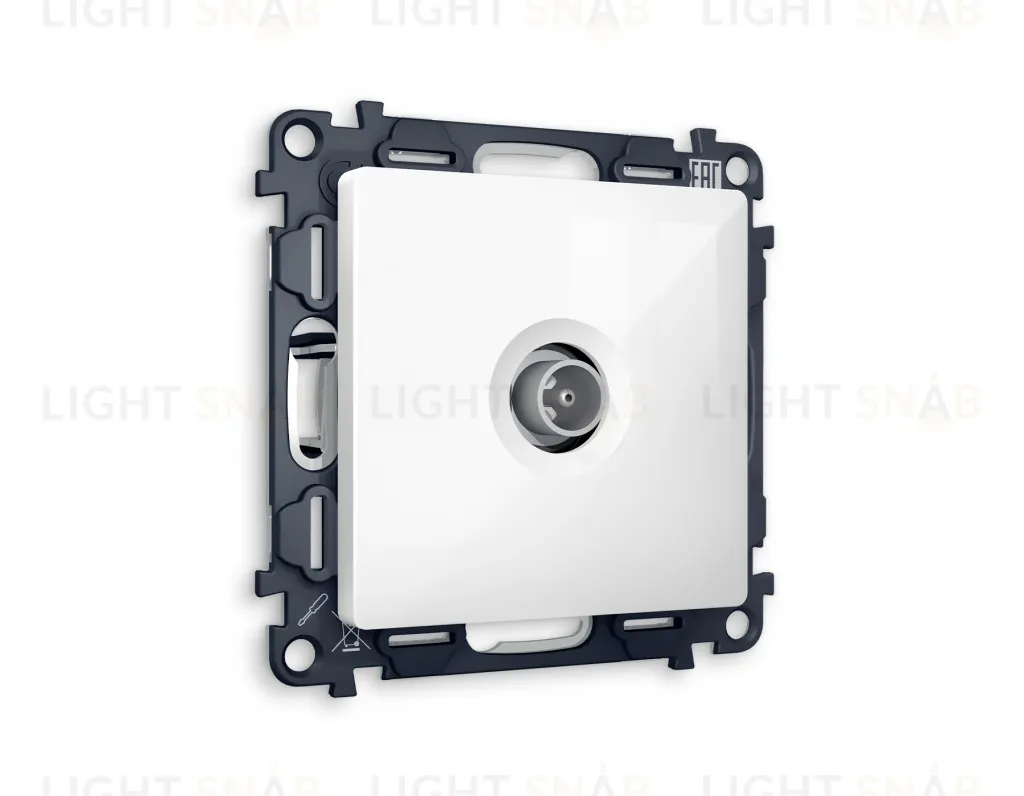 Розетка TV проходная Ambrella Volt Alfa белый глянец VM211+AP1130 VM211 + AP1130