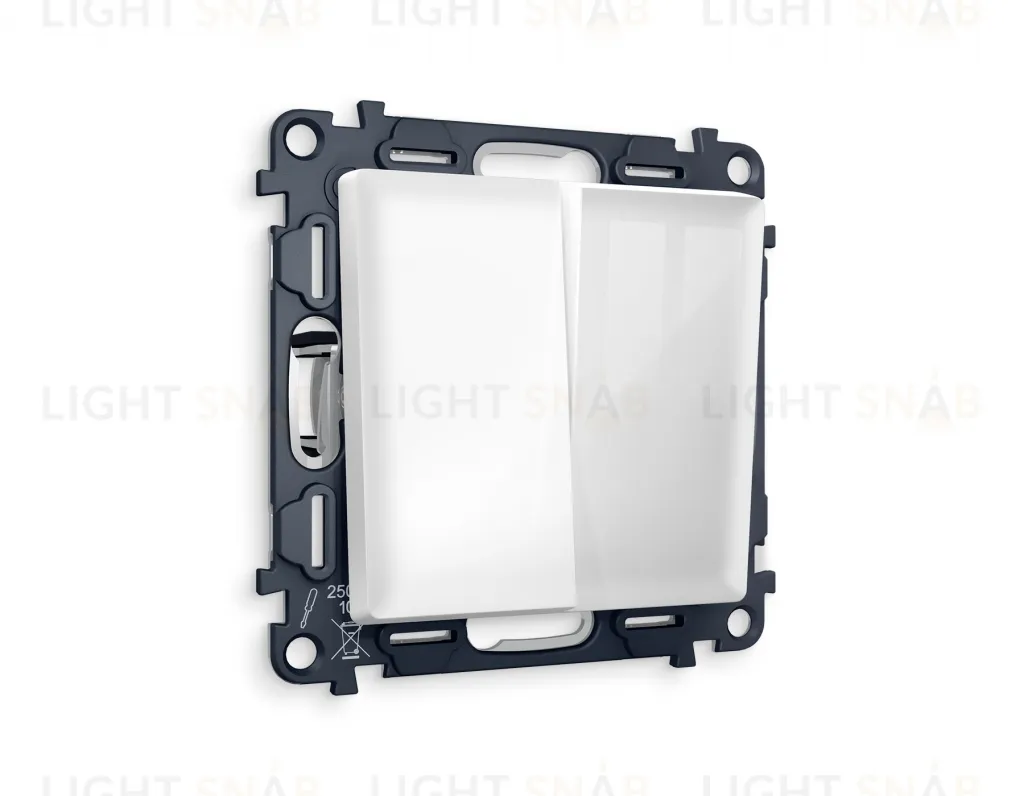 Выключатель двухклавишный Ambrella Volt Alfa 10A/250В белый глянец VM115+AP1030 VM115 + AP1030