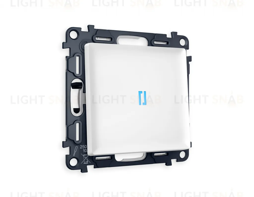 Выключатель одноклавишный с подсветкой (голубой свет) Ambrella Volt Alfa 10A/250В белый матовый VM101+G17B+AP1220 VM101 + G17B + AP1220