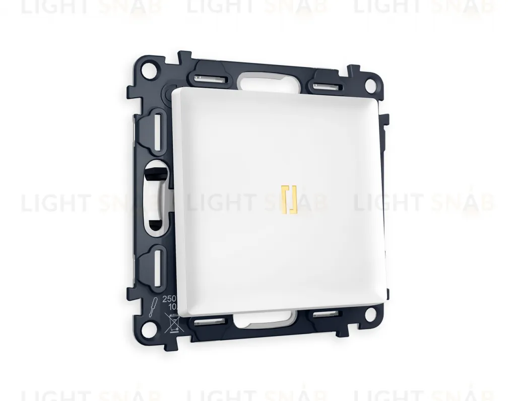 Выключатель одноклавишный с подсветкой (мягкий теплый свет) Ambrella Volt Alfa 10A/250В белый матовый VM101+G11Y+AP1220 VM101 + G11Y + AP1220