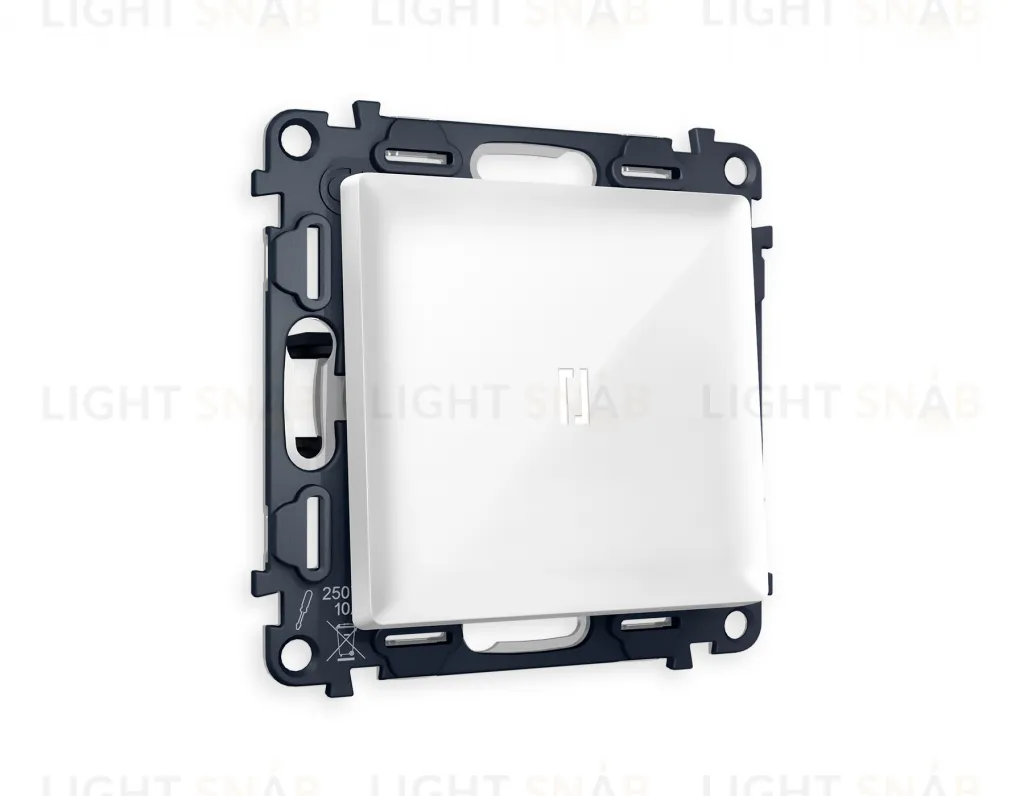 Переключатель одноклавишный (из 2-х мест) с подсветкой (нейтральный белый свет) Ambrella Volt Alfa 10A/250В белый глянец VM105+G25W+AP1020 VM105 + G25W + AP1020