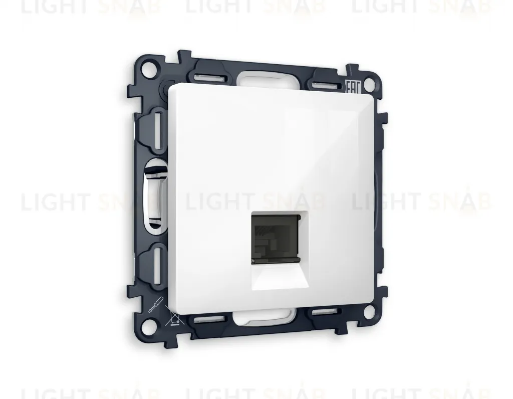 Розетка компьютерная одинарная Ambrella Volt Alfa 6 кат, RJ 45, UTP, белый глянец VM188+AP1120 VM188 + AP1120