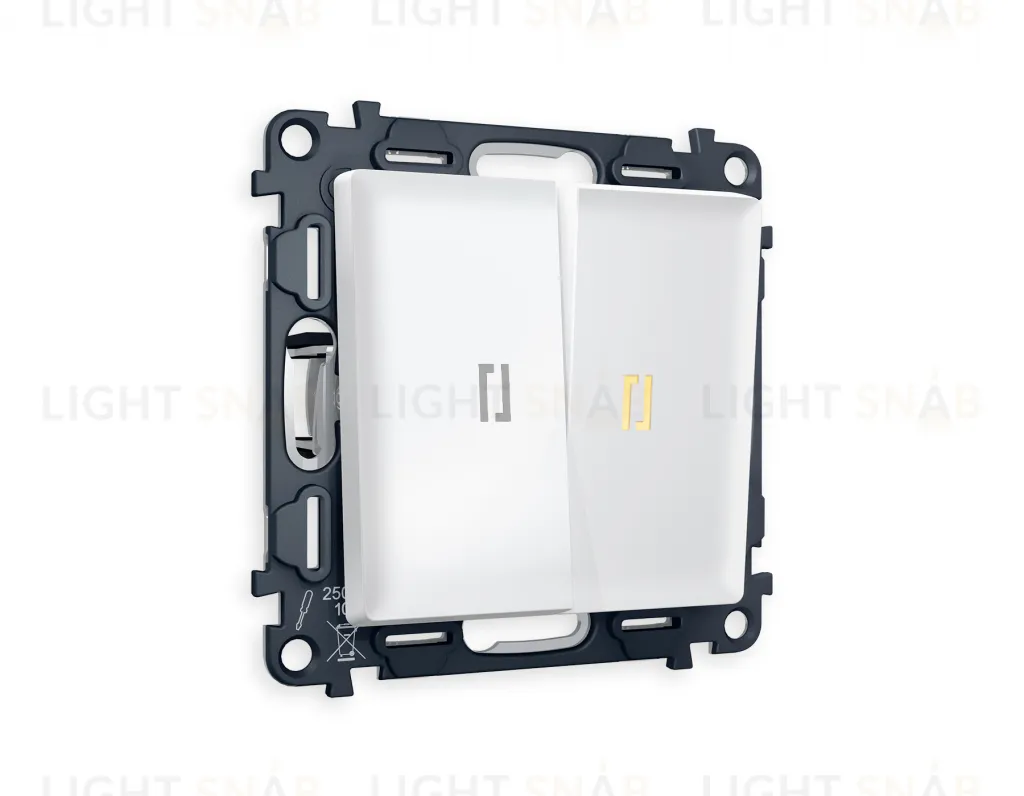 Выключатель двухклавишный проходной с подсветкой (мягкий теплый свет) Ambrella Volt Alfa 10A/250В белый матовый VM120+G22Y+G22Y+AP1240 VM120 + G22Y + AP1240