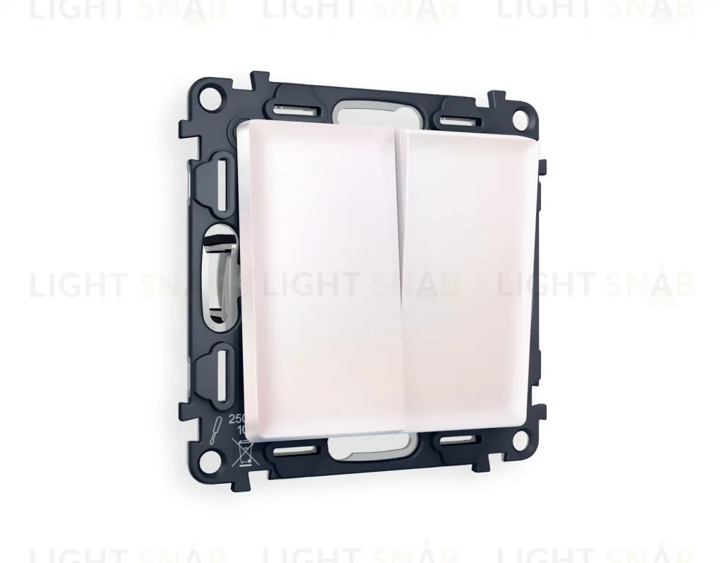 Выключатель двухклавишный проходной (из 2-х мест) Ambrella Volt Alfa 10A/250В жемчуг VM120+AP2030 VM120 + AP2030