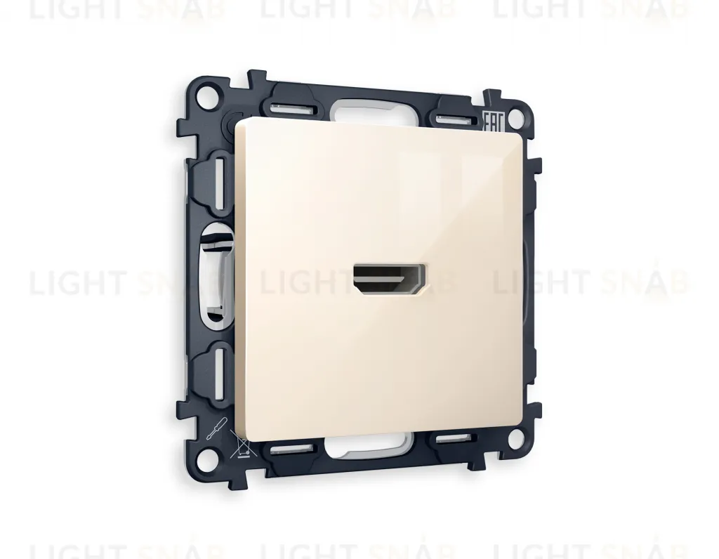 Розетка одинарная HDMI 2.0 40V/0,5A 5-18 Гбит/с Ambrella Volt Alfa, бежевый глянец VM222+AP3140 VM222 + AP3140