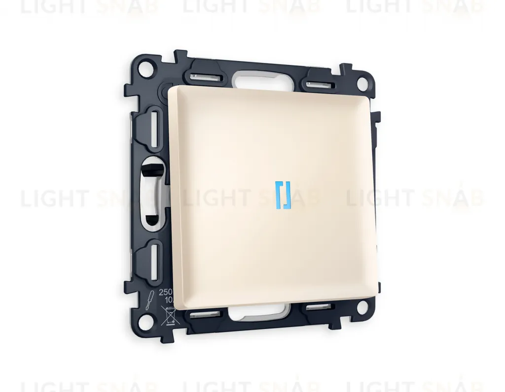 Выключатель одноклавишный с подсветкой (голубой свет) Ambrella Volt Alfa 10A/250В бежевый матовый VM101+G17B+AP3220 VM101 + G17B + AP3220
