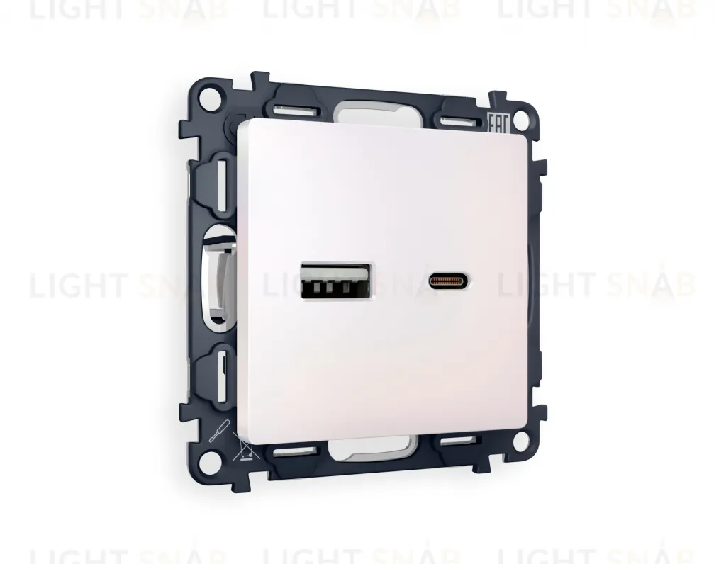 Розетка USB двойная для зарядки тип А+С 3000мА Ambrella Volt Alfa жемчуг VM177+AP2110 VM177 + AP2110