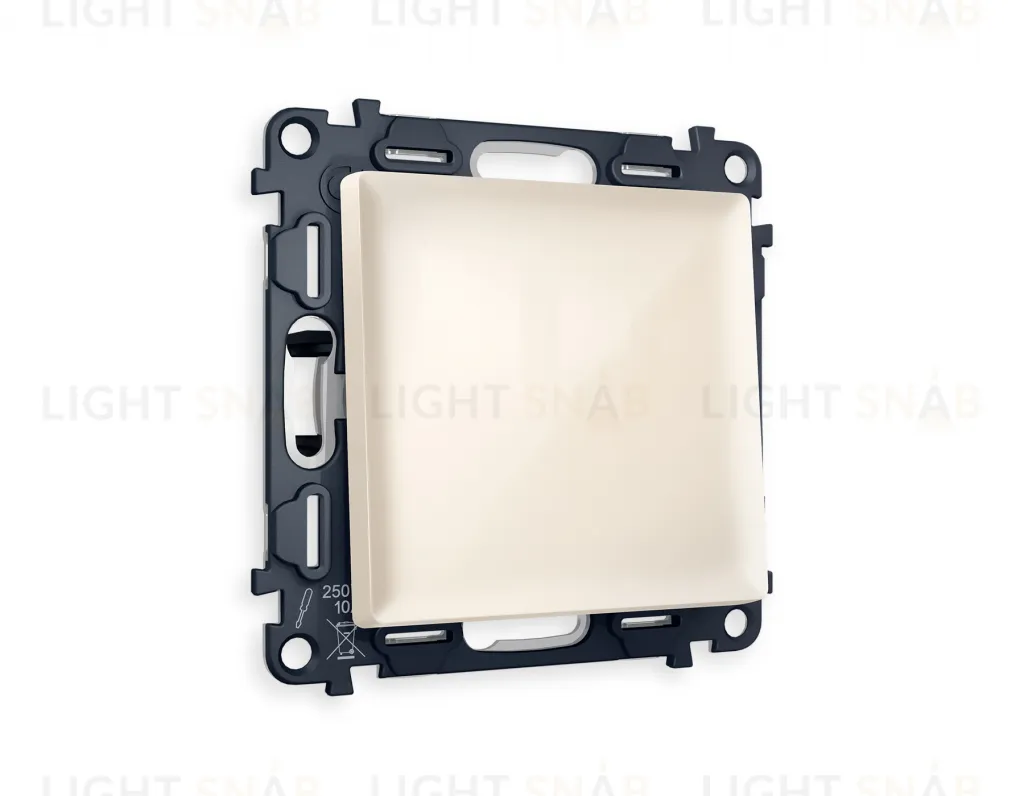 Переключатель одноклавишный на 2 направления (из 2-х мест) Ambrella Volt Alfa 10A/250В бежевый глянец VM105+AP3010 VM105 + AP3010