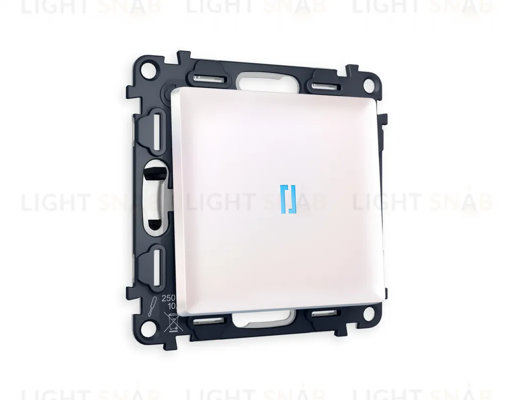 Переключатель одноклавишный (из 2-х мест) с подсветкой (голубой свет) Ambrella Volt Alfa 10A/250В жемчуг VM105+G29B+AP2020 VM105 + G29B + AP2020