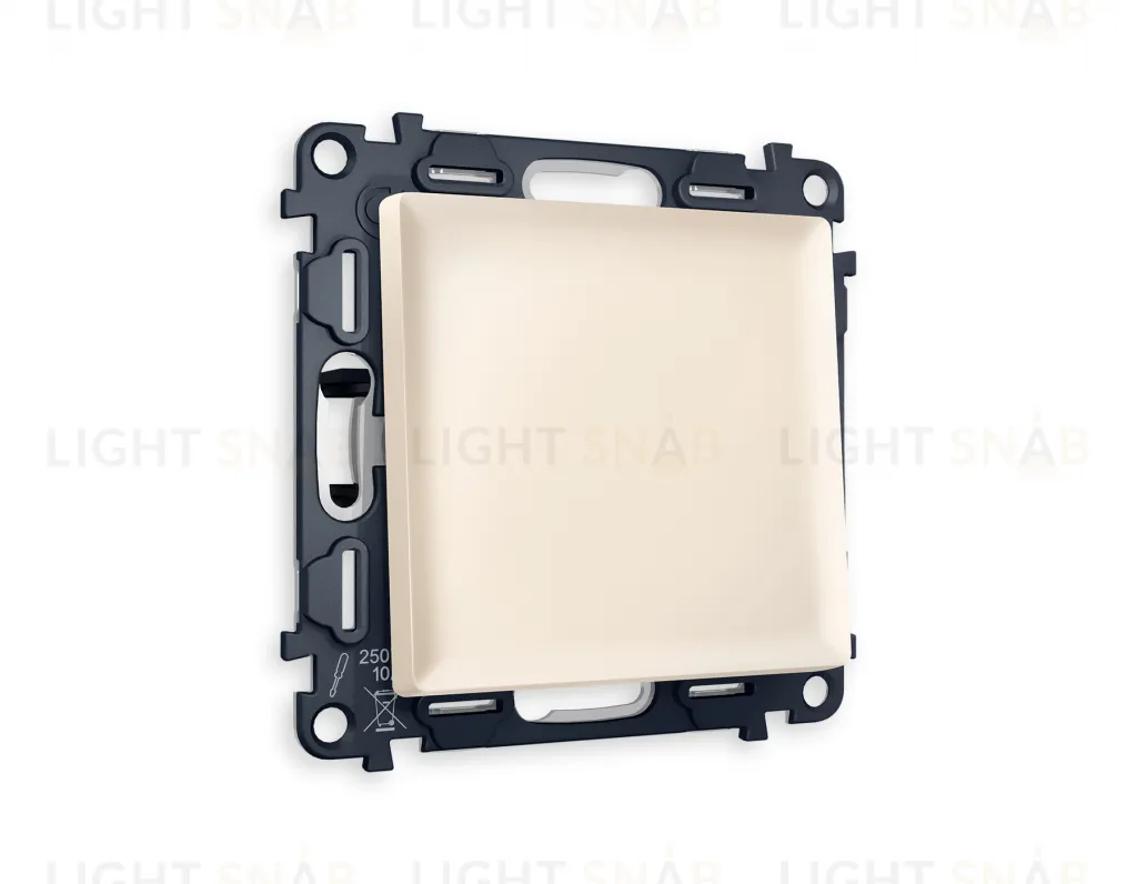 Переключатель одноклавишный на 2 направления (из 2-х мест) Ambrella Volt Alfa 10A/250В бежевый матовый VM105+AP3210 VM105 + AP3210