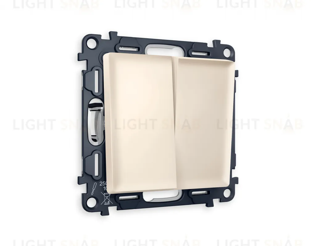Выключатель двухклавишный проходной (из 2-х мест) Ambrella Volt Alfa 10A/250В бежевый матовый VM120+AP3230 VM120 + AP3230