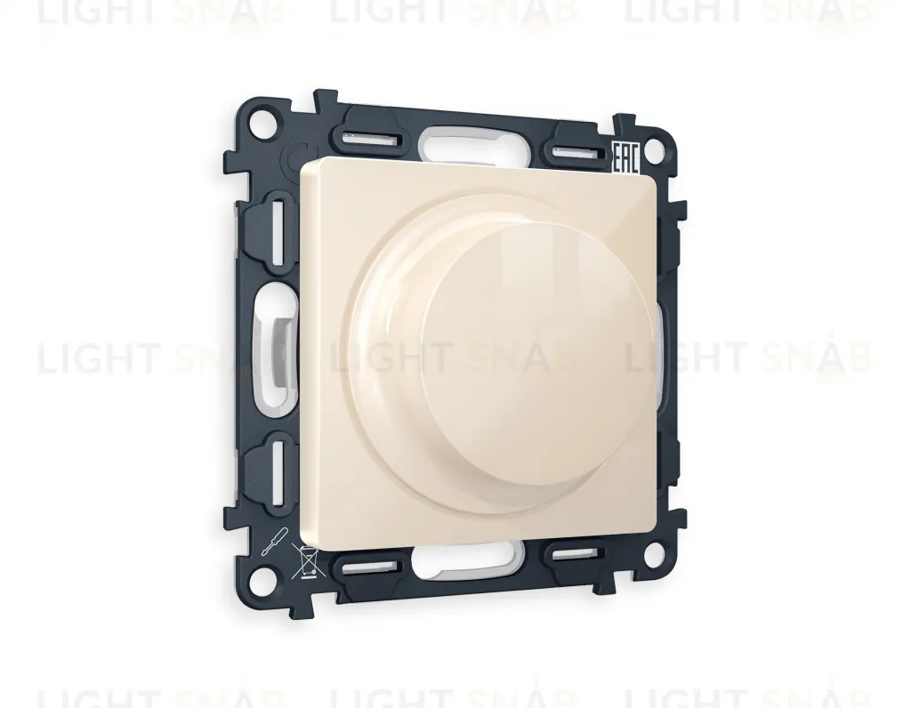 Светорегулятор поворотно-нажимной 5-300Вт Led, 25-600Вт лампы накал., Ambrella Volt Alfa бежевый глянец VM136+AP3055 VM136 + AP3055