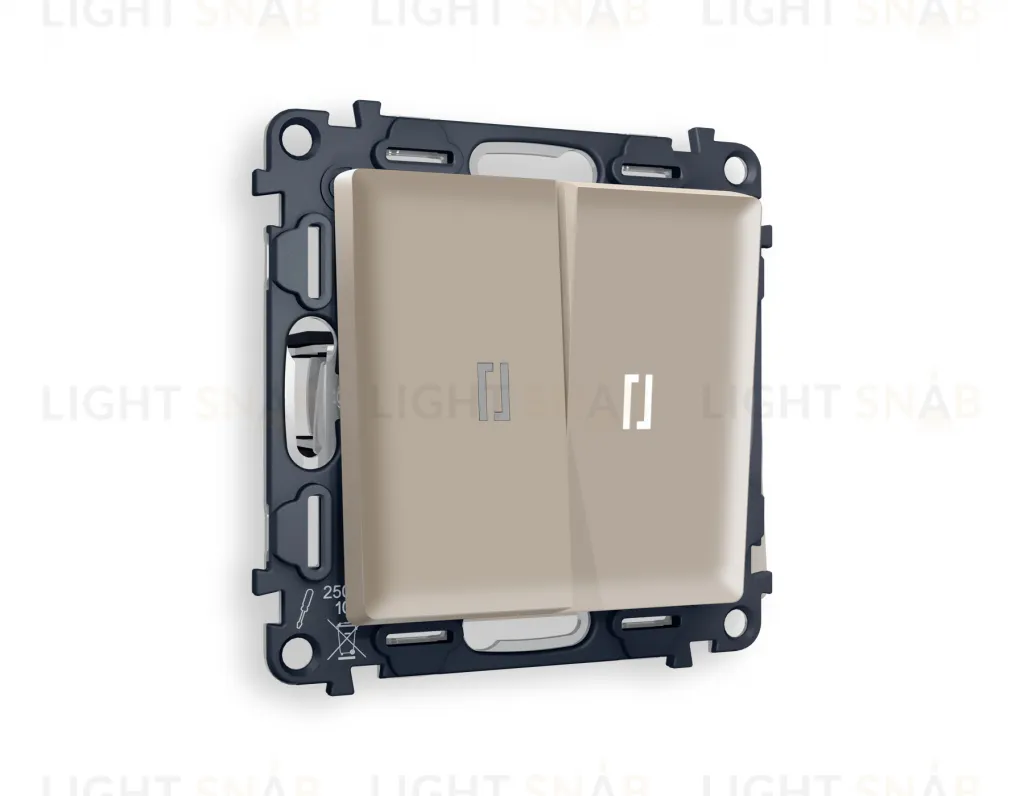 Выключатель двухклавишный с подсветкой (нейтральный белый свет) Ambrella Volt Alfa 10A/250В серо-бежевый матовый VM115+G14W+G14W+AP3640 VM115 + G14W + AP3640