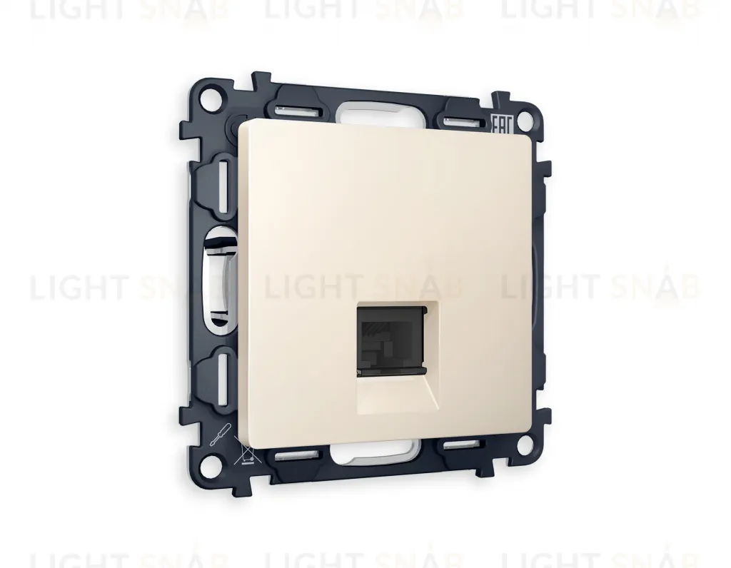 Розетка компьютерная одинарная Ambrella Volt Alfa 6 кат, RJ 45, UTP, бежевый матовый VM188+AP3320 VM188 + AP3320