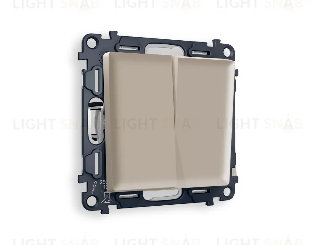 Выключатель двухклавишный Ambrella Volt Alfa 10A/250В серо-бежевый матовый VM115+AP3630 VM115 + AP3630