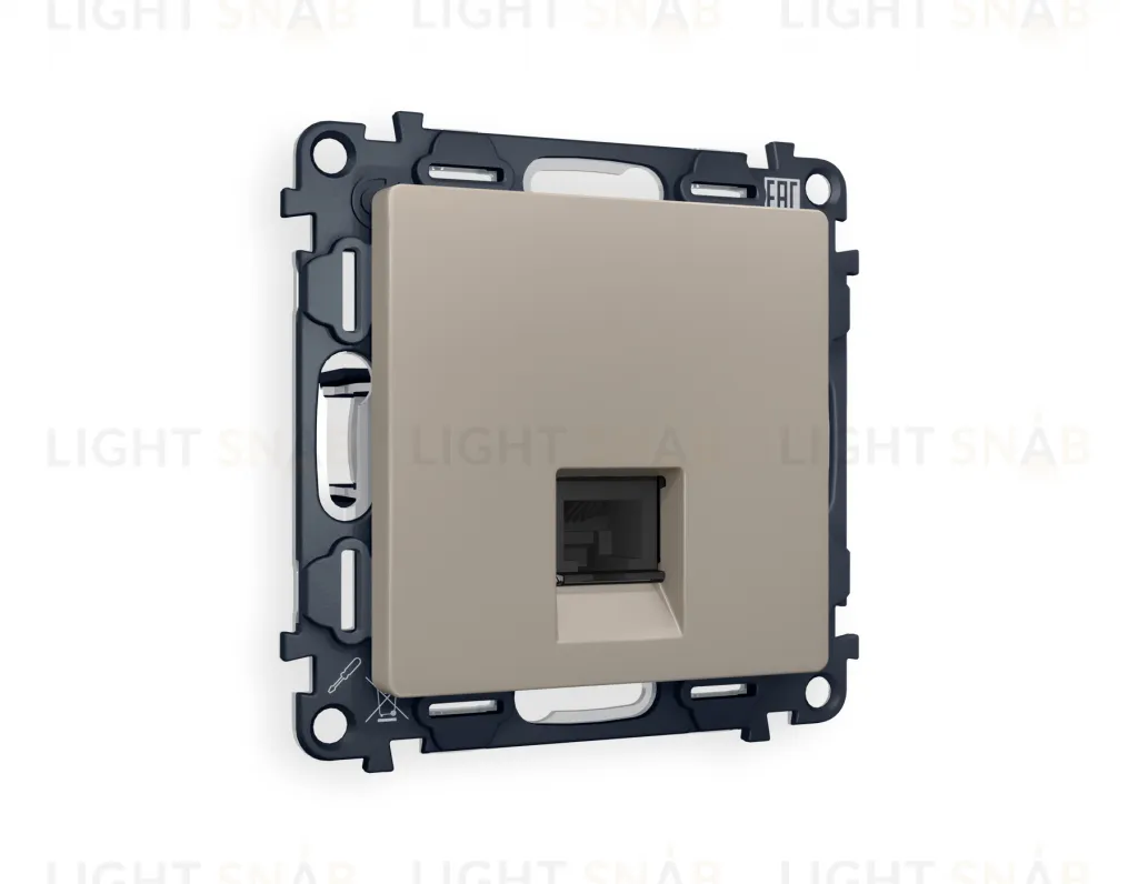 Розетка телефонная одинарная Ambrella Volt Alfa RJ 11, серо-бежевый матовый VM190+AP3720 VM190 + AP3720