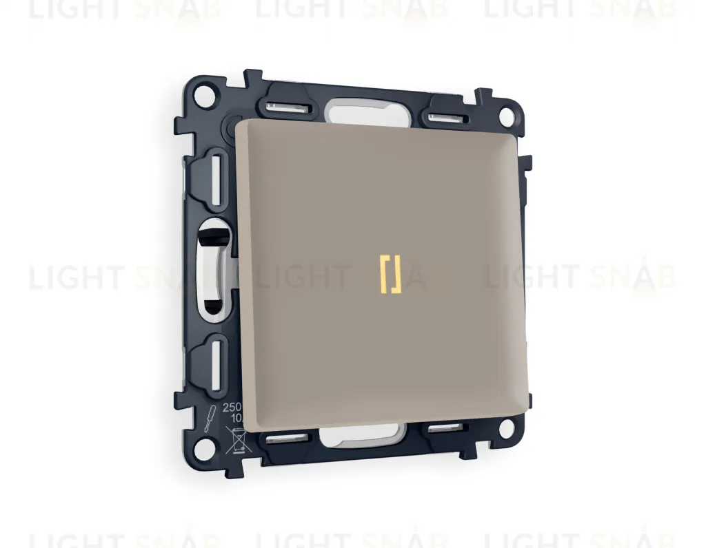 Переключатель одноклавишный (из 2-х мест) с подсветкой (мягкий теплый свет) Ambrella Volt Alfa 10A/250В серо-бежевый матовый VM105+G22Y+AP3620 VM105 + G22Y + AP3620