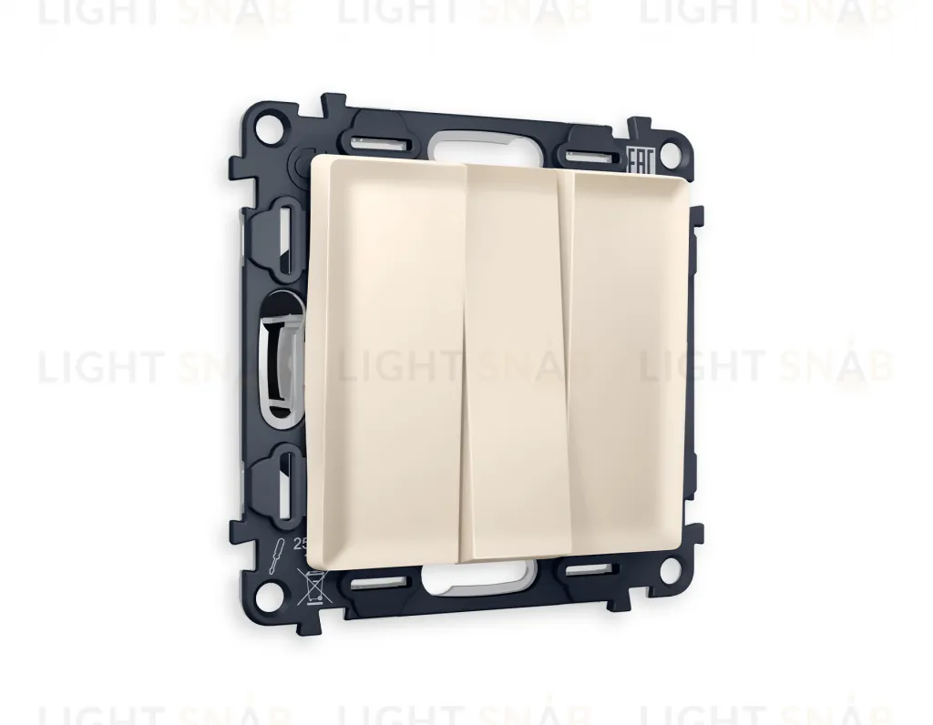 Выключатель трехклавишный Ambrella Volt Alfa 10A/250В бежевый матовый VM133+AP3250 VM133 + AP3250