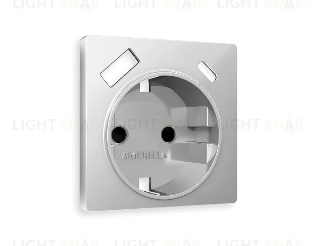 Розетка с заземлением и USB (A+C) Ambrella Volt Alfa 16A/250В, винтовой зажим, серебро глянец VM160+AP4100 VM160 + AP4100