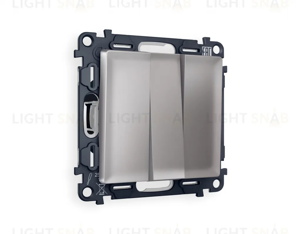 Выключатель трехклавишный Ambrella Volt Alfa 10A/250В сталь матовый VM133+AP5050 VM133 + AP5050