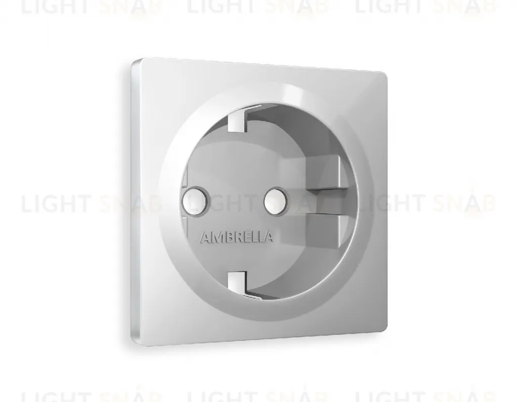 Розетка с заземлением Ambrella Volt Alfa 16A/250В, винтовой зажим, серебро глянец VM141+AP4060 VM141 + AP4060