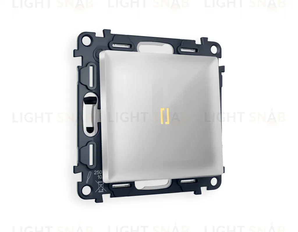 Выключатель одноклавишный с подсветкой (мягкий теплый свет) Ambrella Volt Alfa 10A/250В серебро глянец VM101+G11Y+AP4020 VM101 + G11Y + AP4020