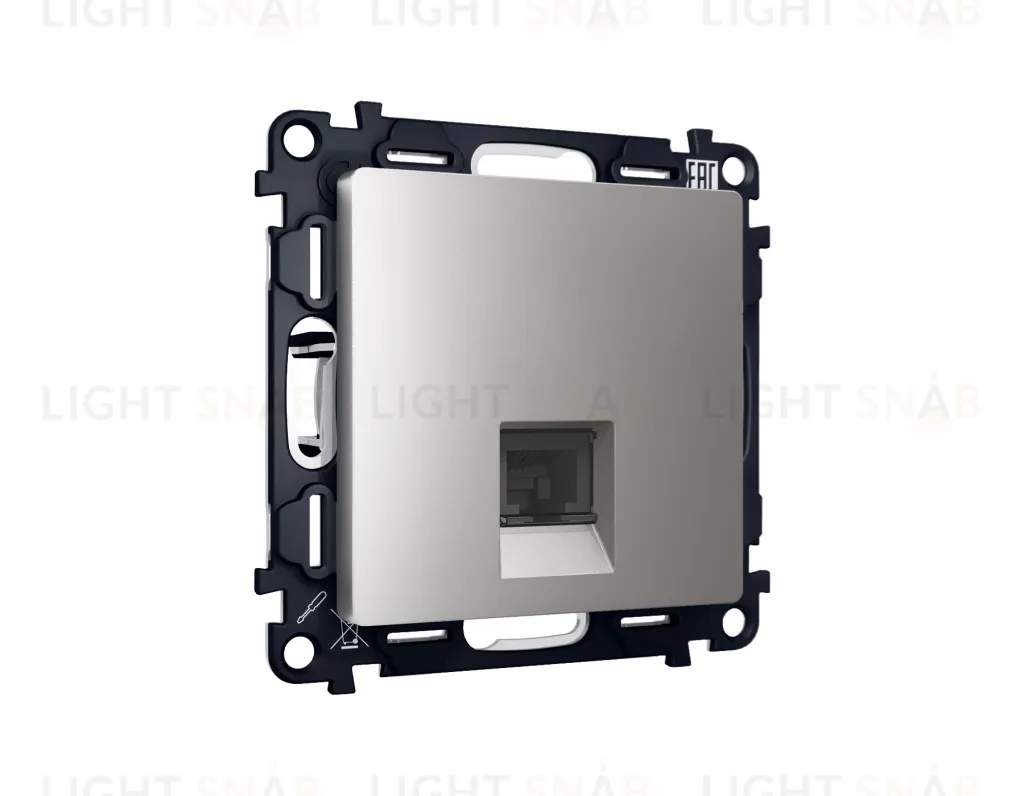 Розетка компьютерная одинарная Ambrella Volt Alfa 6 кат, RJ 45, UTP, сталь матовый VM188+AP5120 VM188 + AP5120