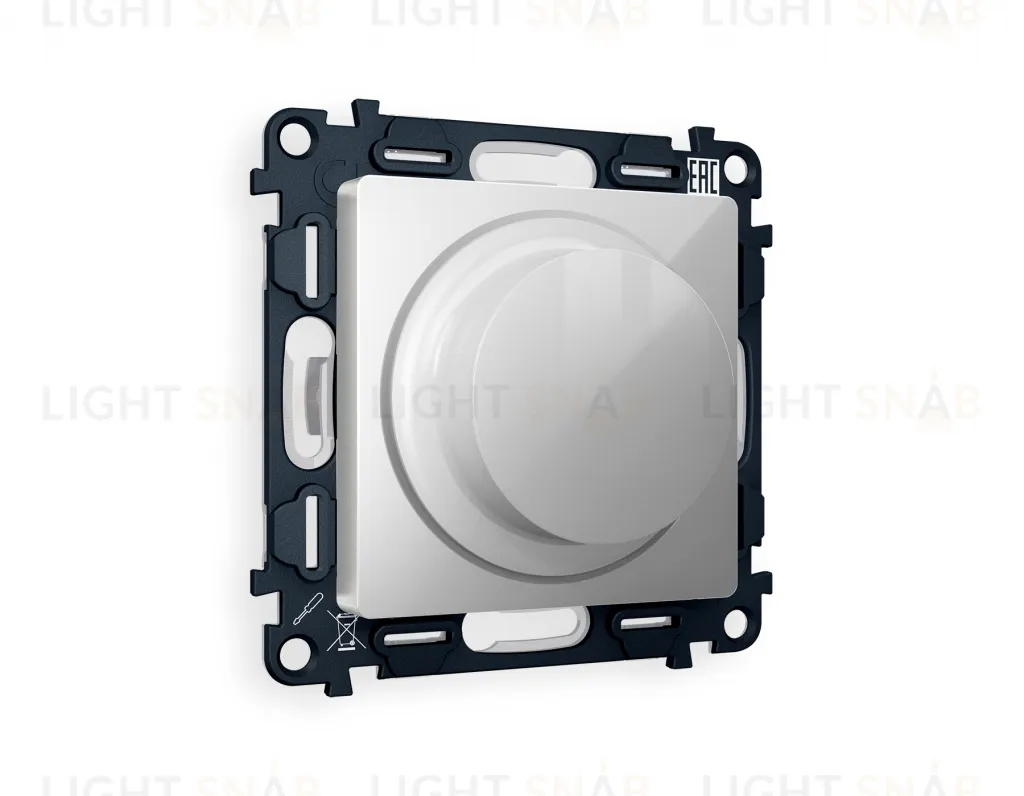 Светорегулятор поворотно-нажимной 5-300Вт Led, 25-600Вт лампы накал., Ambrella Volt Alfa серебро глянец VM136+AP4055 VM136 + AP4055