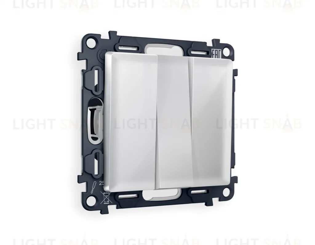 Выключатель трехклавишный Ambrella Volt Alfa 10A/250В серебро глянец VM133+AP4050 VM133 + AP4050