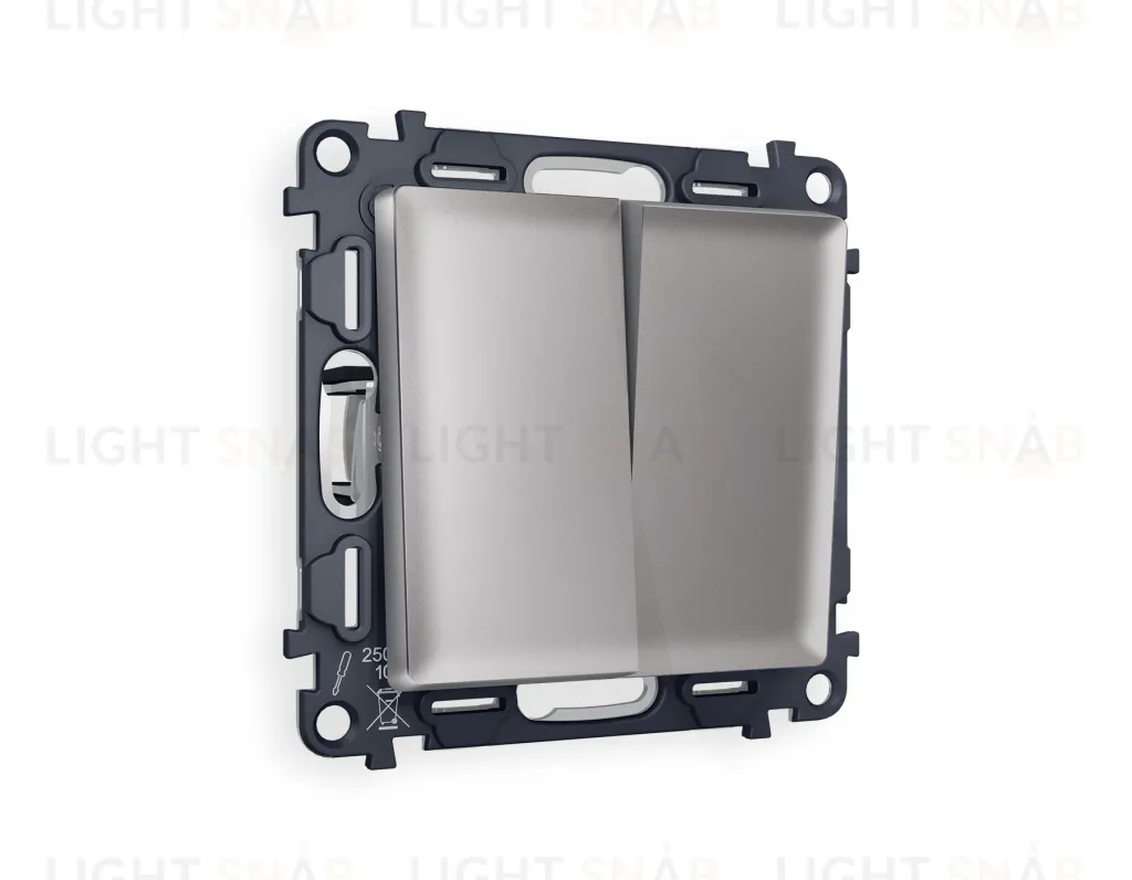 Выключатель двухклавишный Ambrella Volt Alfa 10A/250В сталь матовый VM115+AP5030 VM115 + AP5030