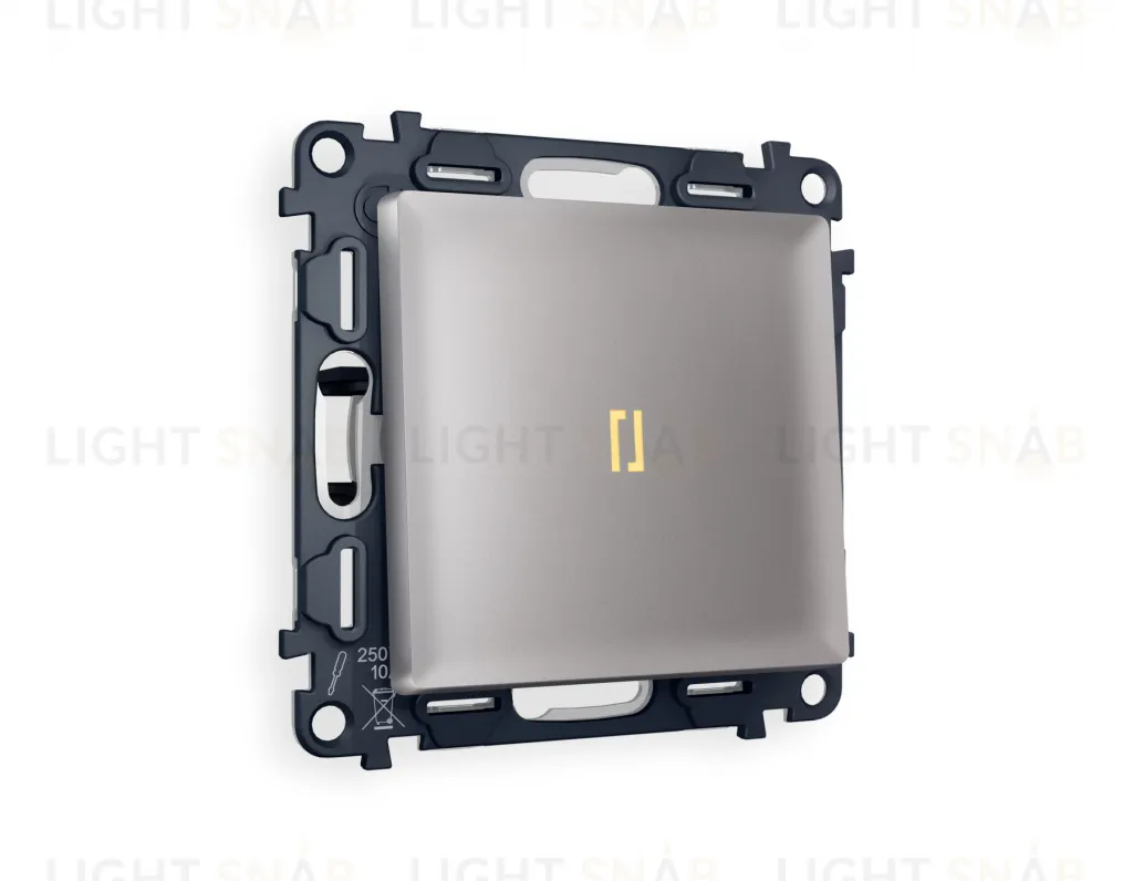 Выключатель одноклавишный с подсветкой (мягкий теплый свет) Ambrella Volt Alfa 10A/250В сталь матовый VM101+G11Y+AP5020 VM101 + G11Y + AP5020