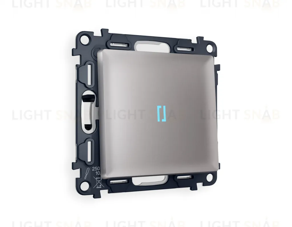 Выключатель одноклавишный с подсветкой (голубой свет) Ambrella Volt Alfa 10A/250В сталь матовый VM101+G17B+AP5020 VM101 + G17B + AP5020