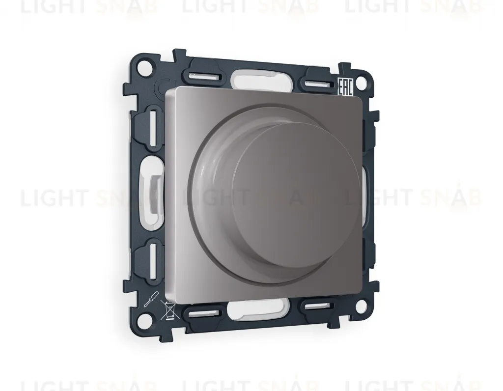 Светорегулятор поворотно-нажимной 5-300Вт Led, 25-600Вт лампы накал., Ambrella Volt Alfa сталь матовый VM136+AP5055 VM136 + AP5055