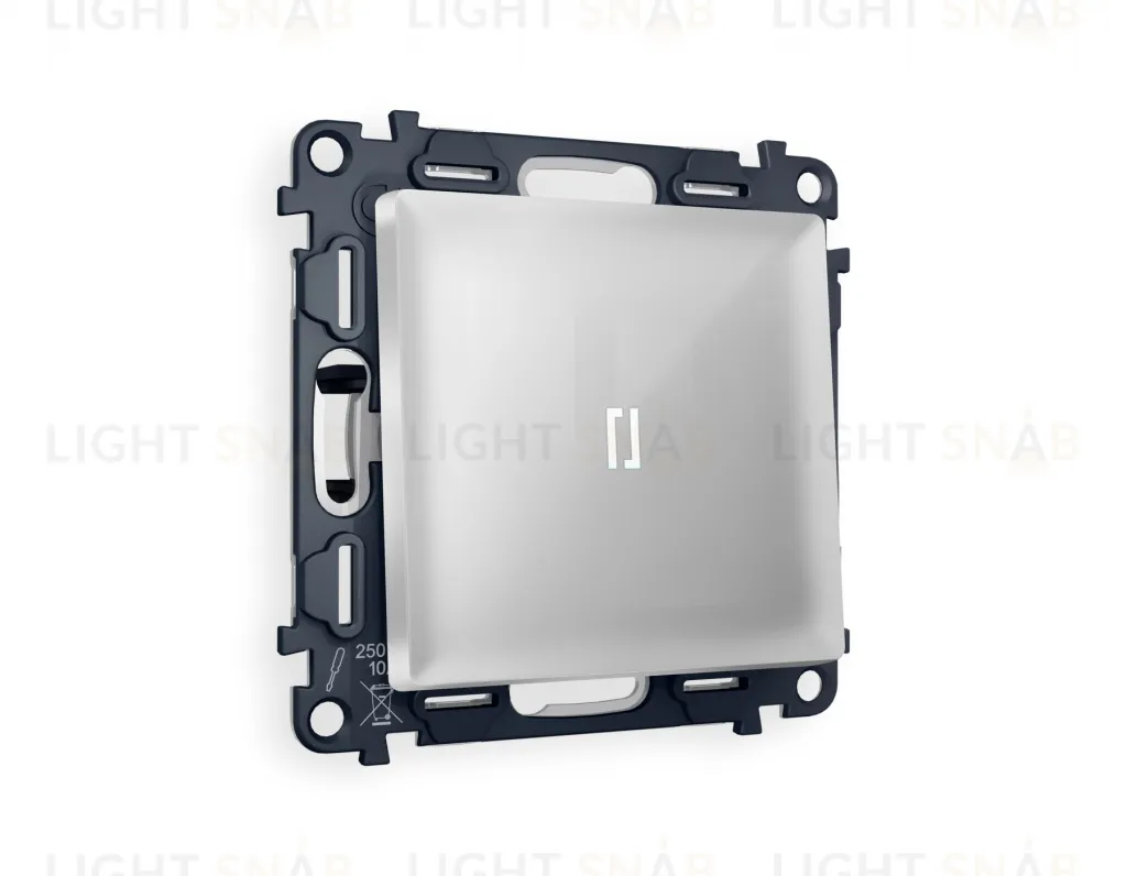 Переключатель одноклавишный (из 2-х мест) с подсветкой (нейтральный белый свет) Ambrella Volt Alfa 10A/250В серебро глянец VM105+G25W+AP4020 VM105 + G25W + AP4020