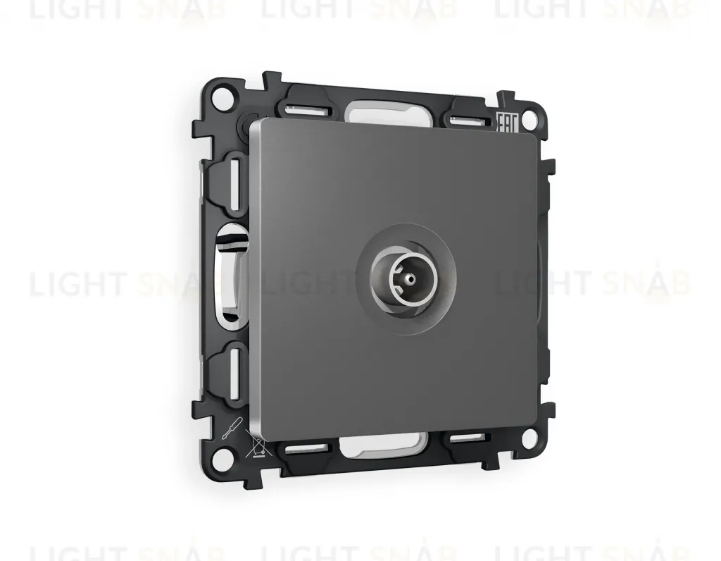 Розетка TV проходная Ambrella Volt Alfa антрацит серый VM211+AP6630 VM211 + AP6630