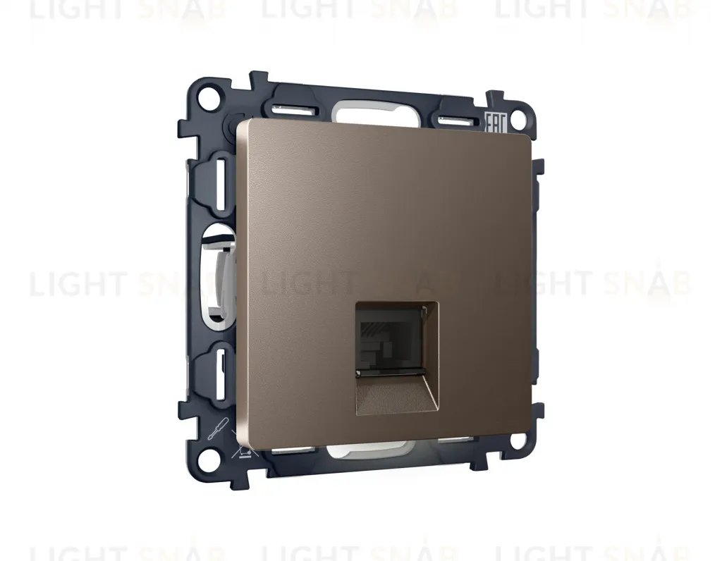 Розетка телефонная одинарная Ambrella Volt Alfa RJ 11, темная бронза матовый VM190+AP6420 VM190 + AP6420