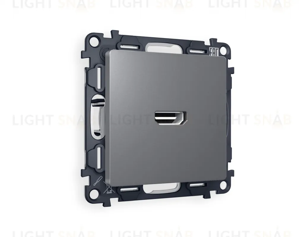 Розетка одинарная HDMI 2.0 40V/0,5A 5-18 Гбит/с Ambrella Volt Alfa, антрацит серый VM222+AP6640 VM222 + AP6640