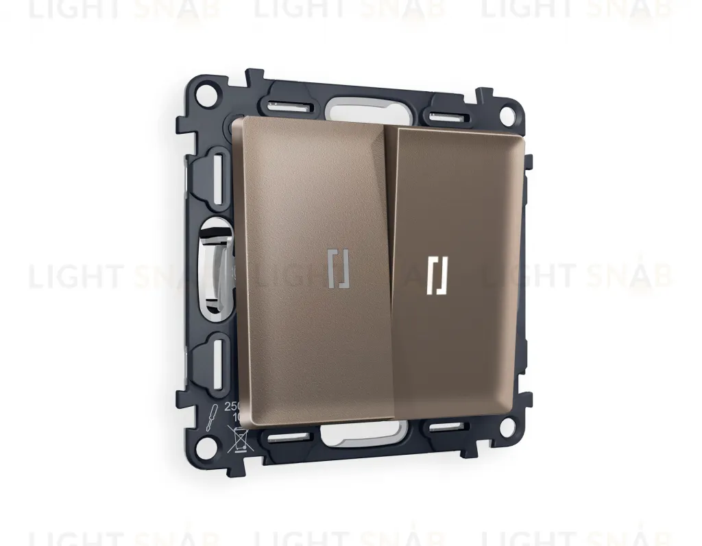 Выключатель двухклавишный проходной с подсветкой (нейтральный белый свет) Ambrella Volt Alfa 10A/250В темная бронза матовый VM120+G25W+G25W+AP6340 VM120 + G25W + AP6340