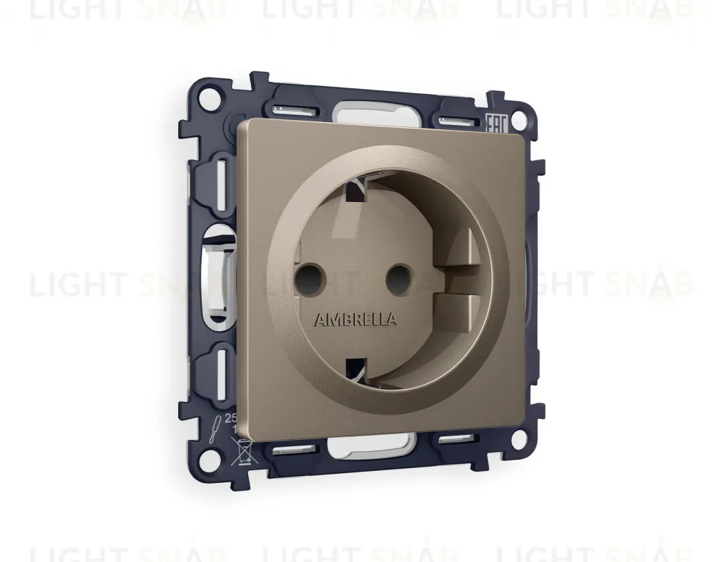 Розетка с заземлением с защитными шторками Ambrella Volt Alfa 16A/250В, винтовой зажим, темная бронза матовый VM141+AP6370 VM141 + AP6370
