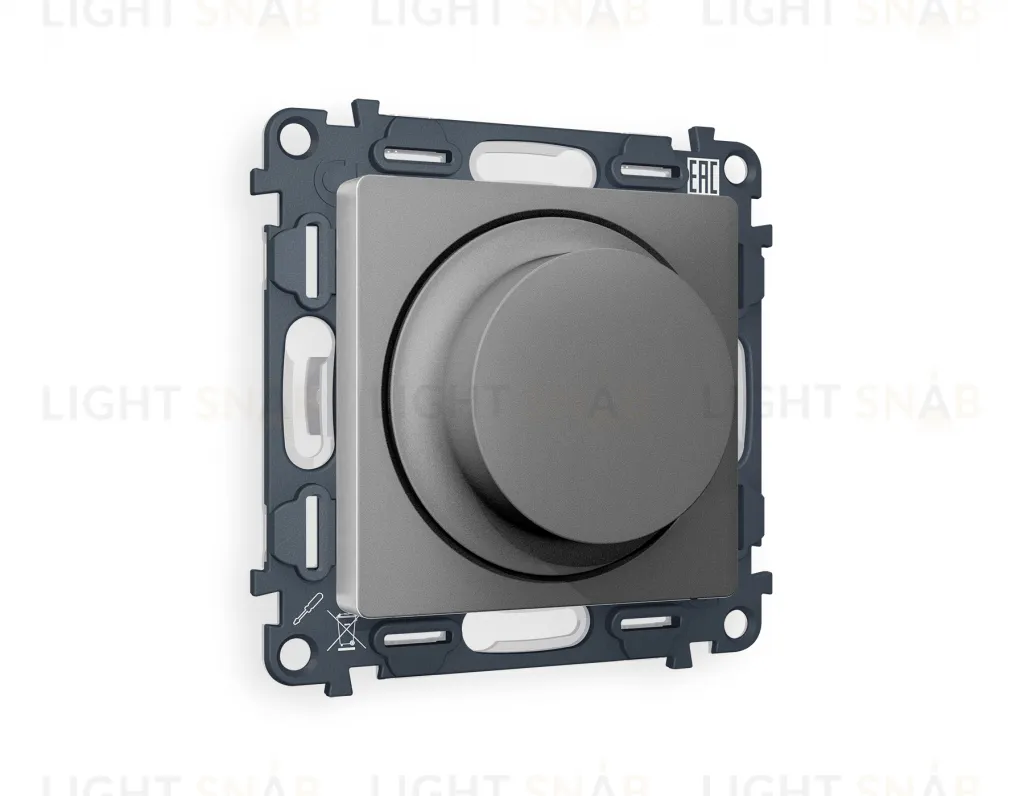 Светорегулятор поворотно-нажимной 5-300Вт Led, 25-600Вт лампы накал., Ambrella Volt Alfa антрацит серый VM136+AP6555 VM136 + AP6555