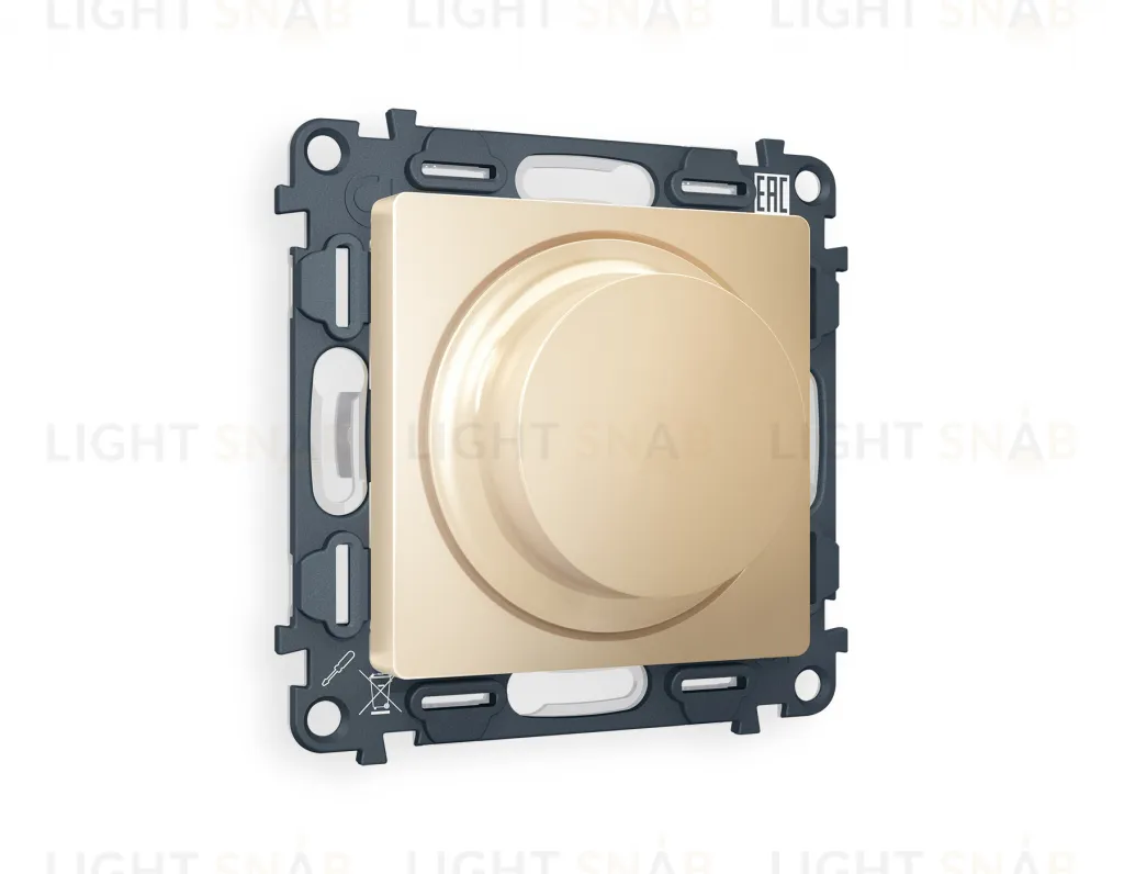 Светорегулятор поворотно-нажимной 5-300Вт Led, 25-600Вт лампы накал., Ambrella Volt Alfa шампань VM136+AP6055 VM136 + AP6055