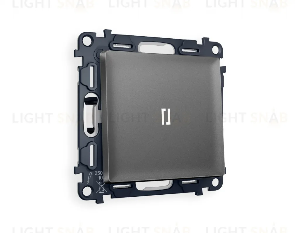 Переключатель одноклавишный (из 2-х мест) с подсветкой (нейтральный белый свет) Ambrella Volt Alfa 10A/250В антрацит серый VM105+G25W+AP6520 VM105 + G25W + AP6520