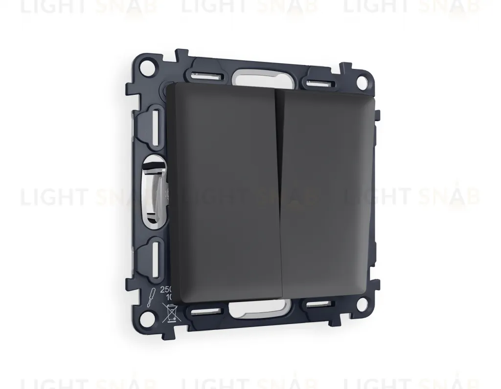 Выключатель двухклавишный Ambrella Volt Alfa 10A/250В графит VM115+AP9030 VM115 + AP9030