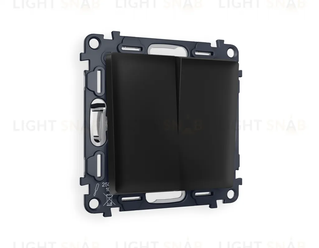 Выключатель двухклавишный Ambrella Volt Alfa 10A/250В черный матовый VM115+AP8030 VM115 + AP8030