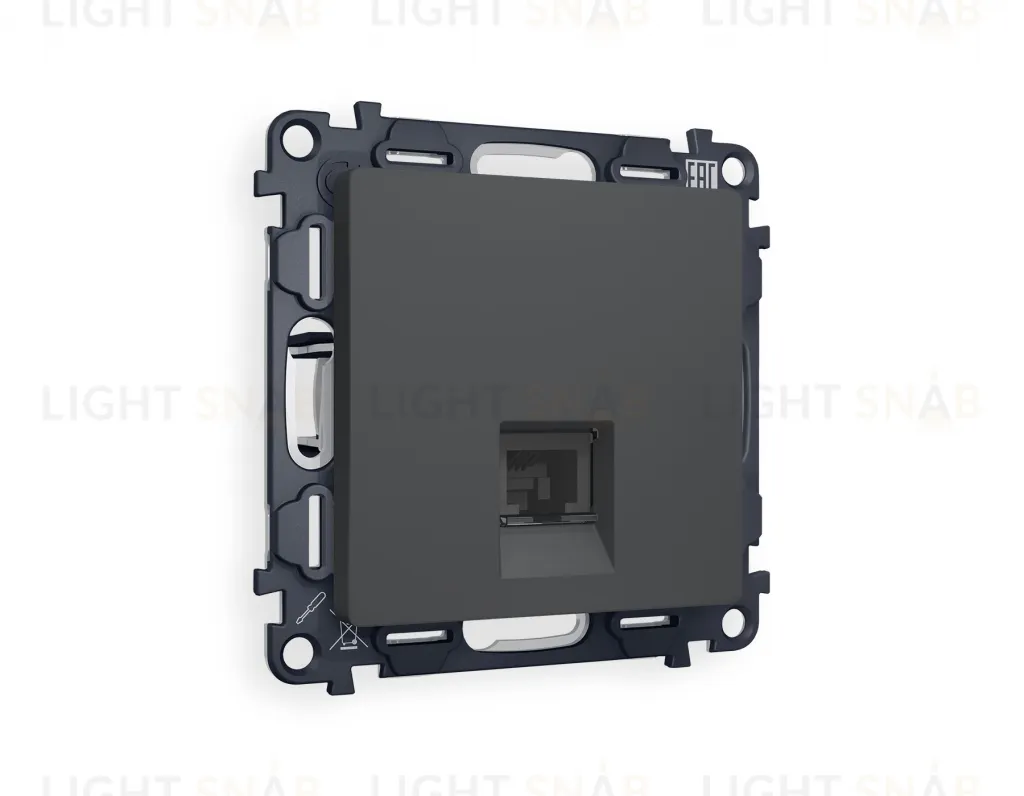 Розетка компьютерная одинарная Ambrella Volt Alfa 6 кат, RJ 45, UTP, графит VM188+AP9120 VM188 + AP9120