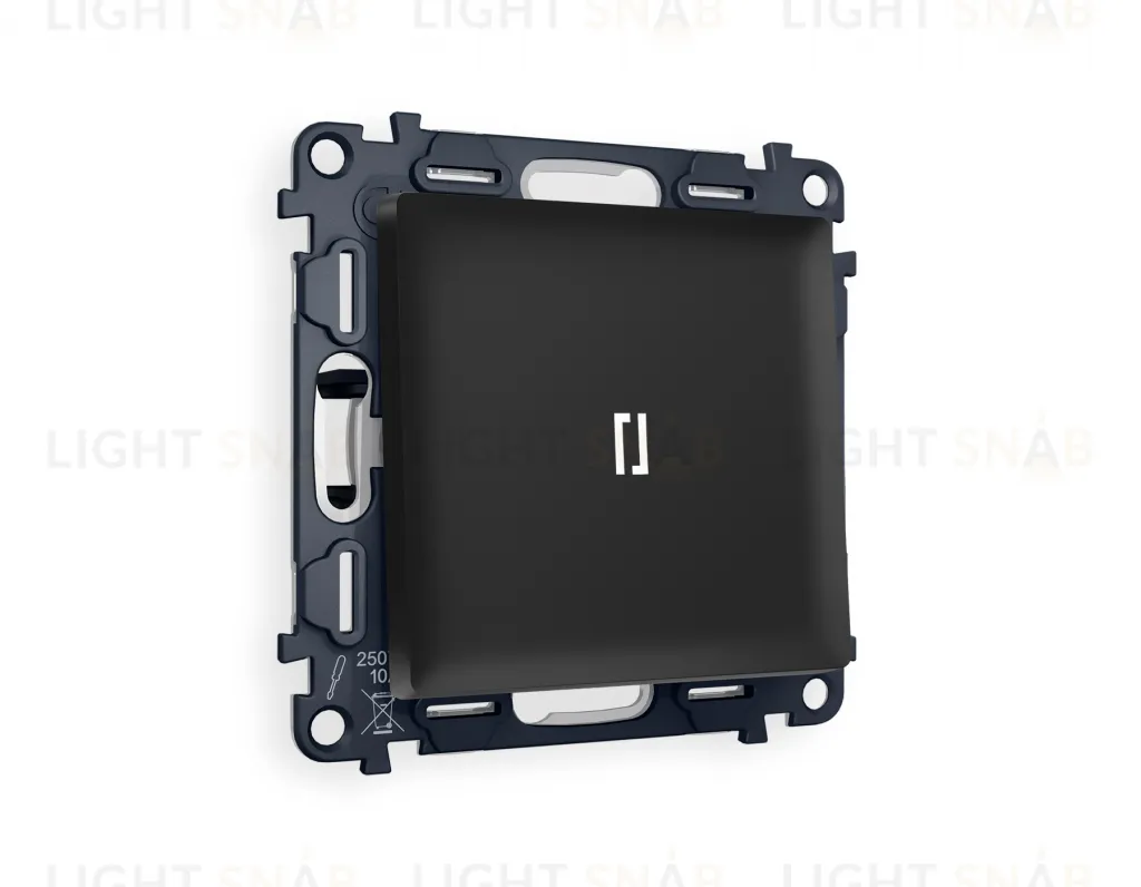 Переключатель одноклавишный (из 2-х мест) с подсветкой (нейтральный белый свет) Ambrella Volt Alfa 10A/250В черный матовый VM105+G25W+AP8020 VM105 + G25W + AP8020