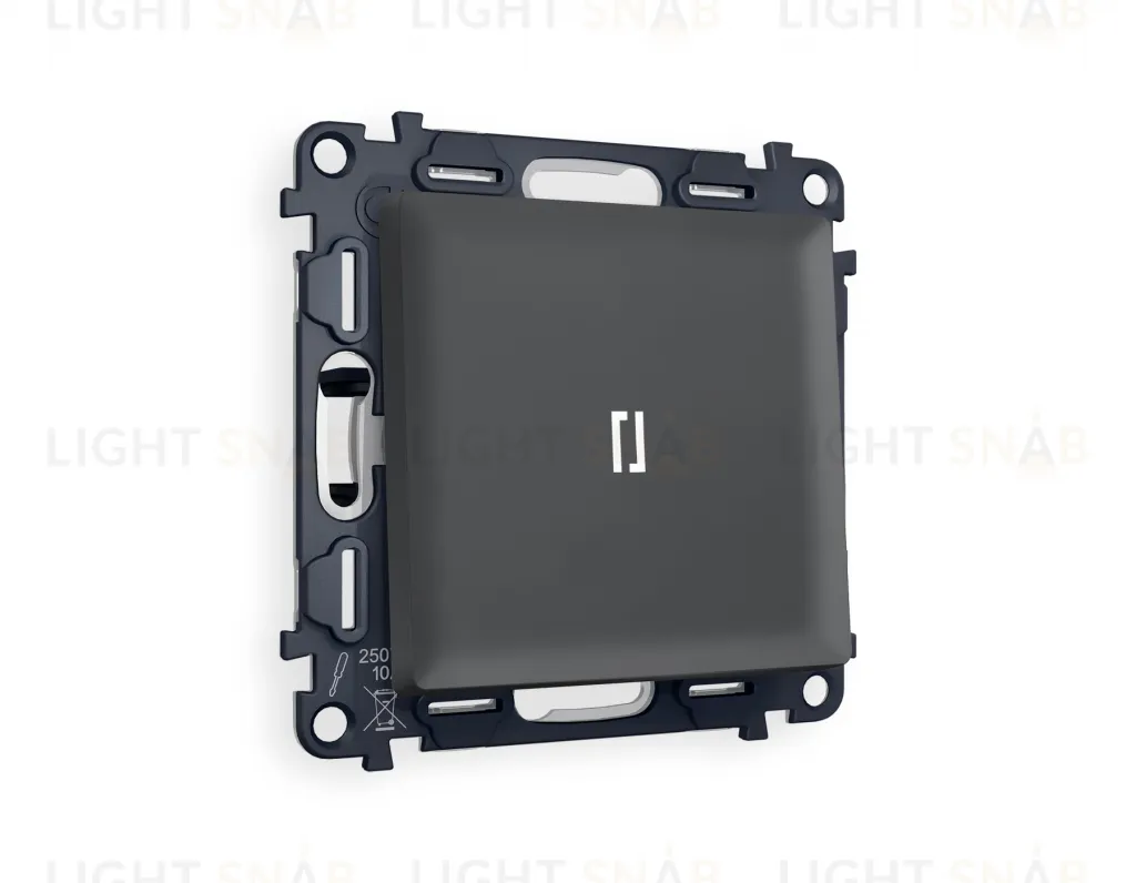 Переключатель одноклавишный (из 2-х мест) с подсветкой (нейтральный белый свет) Ambrella Volt Alfa 10A/250В графит VM105+G25W+AP9020 VM105 + G25W + AP9020