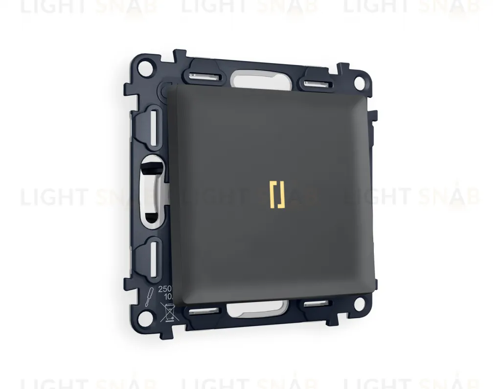 Переключатель одноклавишный (из 2-х мест) с подсветкой (мягкий теплый свет) Ambrella Volt Alfa 10A/250В графит VM105+G22Y+AP9020 VM105 + G22Y + AP9020